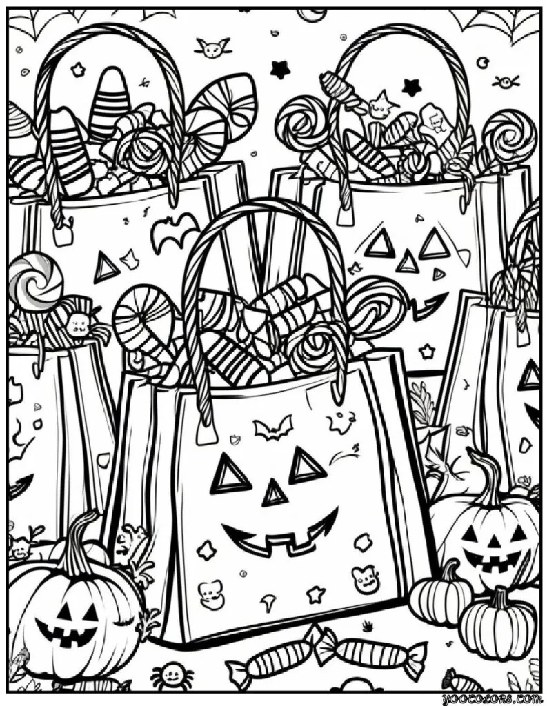 Halloween Coloring Pages for Kids Featuring 16 Cute and Friendly Characters and Scenes 16 Halloween Coloring Pages for Kids Trick or Treat Bags Filled with Candy pdf