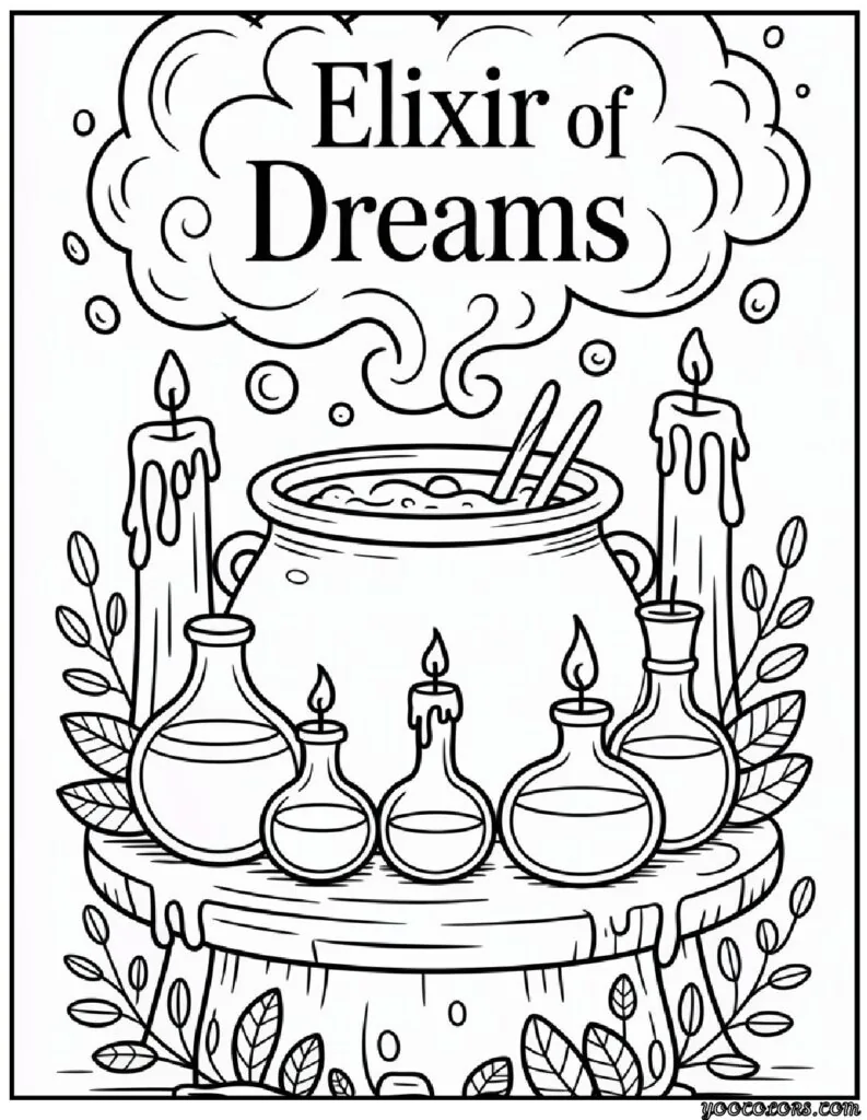 Halloween Coloring Pages for Adults: Intricate Spooky Designs to Print 12 Halloween coloring pages Potions cauldrons and candles pdf