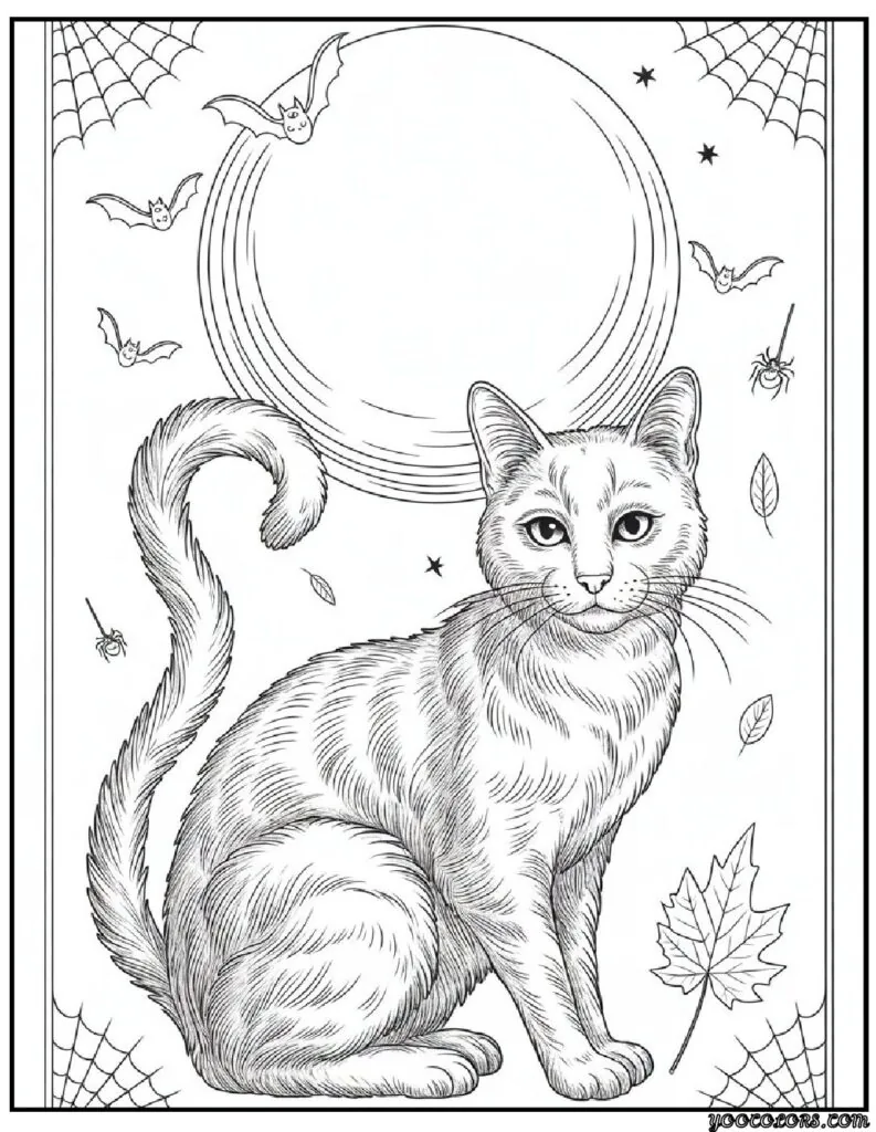 Halloween Coloring Pages Printable Featuring Classic Icons and Spooky Fun for All Ages 8 Halloween coloring pages printable Black cat with moon background pdf
