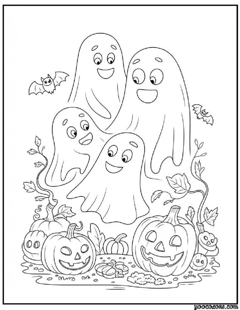 Halloween Coloring Pages Printable Featuring Classic Icons and Spooky Fun for All Ages 5 Halloween coloring pages printable Friendly ghost family illustration pdf