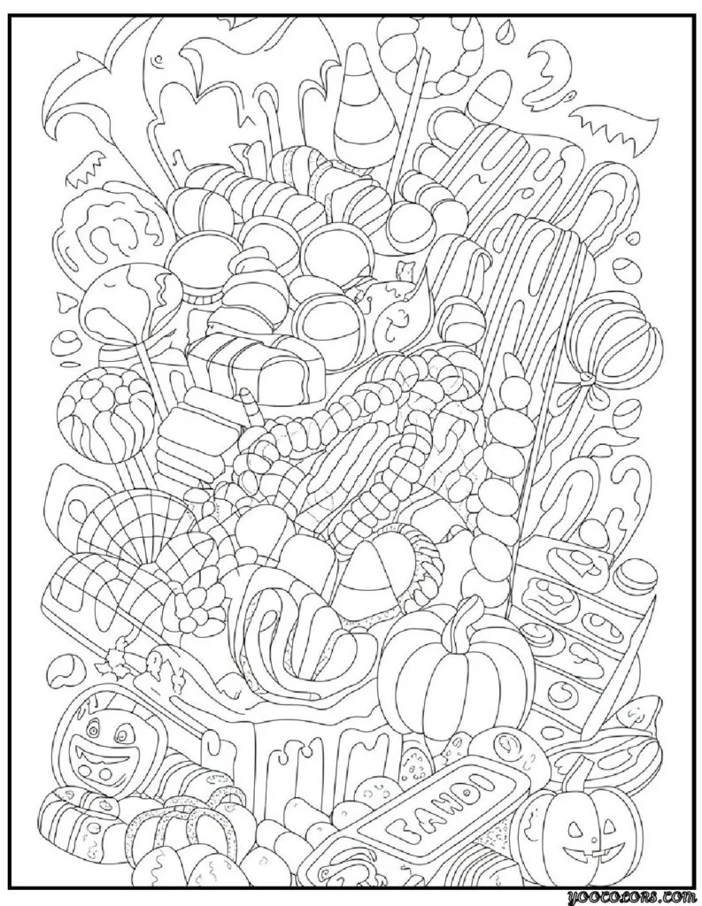 Halloween Coloring Pages Printable Featuring Classic Icons and Spooky Fun for All Ages 9 Halloween coloring pages printable Halloween candy assortment page pdf