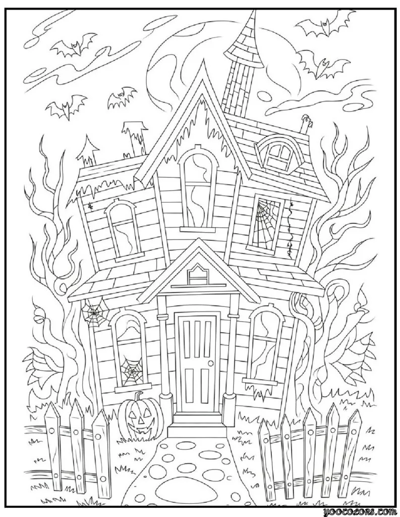 Halloween Coloring Pages Printable Featuring Classic Icons and Spooky Fun for All Ages 6 Halloween coloring pages printable Spooky haunted house outline pdf