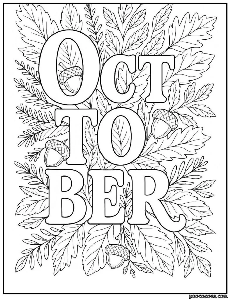 Printable October Coloring Pages For Adults Featuring 12 Unique Designs 5 October Coloring Pages 3 pdf