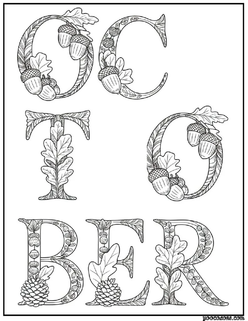 Printable October Coloring Pages For Adults Featuring 12 Unique Designs 10 October Coloring Pages 6 pdf