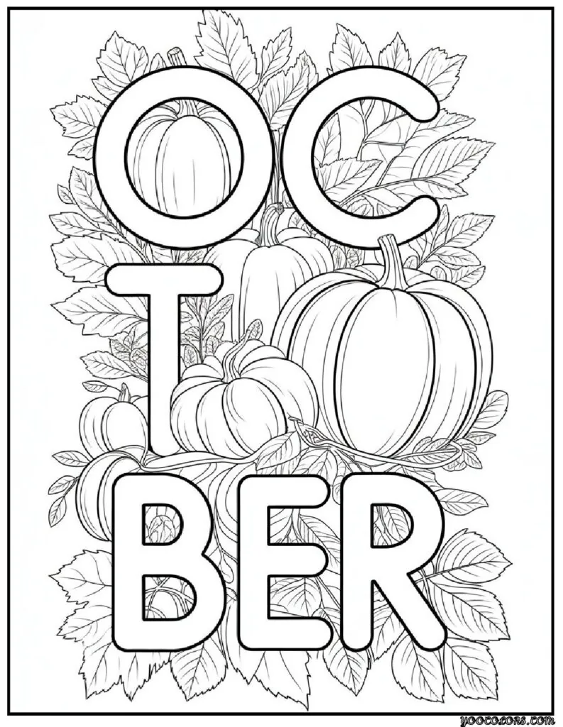 Printable October Coloring Pages For Adults Featuring 12 Unique Designs 4 October Coloring Pages pdf