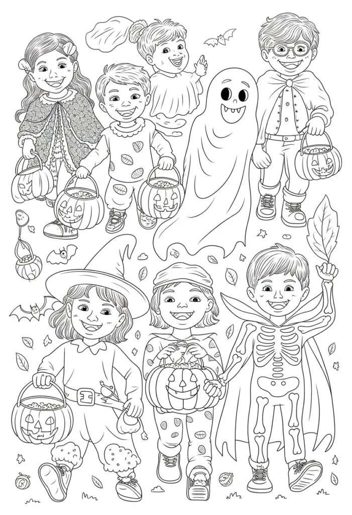 Halloween Coloring Pages Printable Featuring Classic Icons and Spooky Fun for All Ages 22 trick o treat kids
