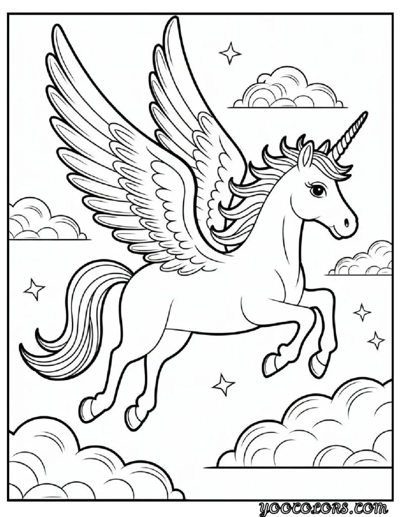 Unicorn Coloring Pages: Top 20 Creative Designs for All Ages 15 Unicorn Coloring Pages Unicorn Flying with Pegasus pdf