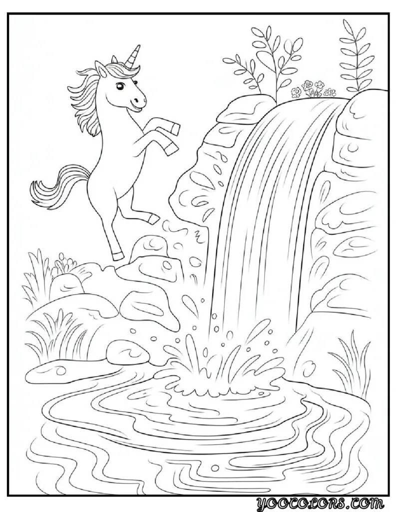 Unicorn Coloring Pages: Top 20 Creative Designs for All Ages 16 Unicorn Coloring Pages Unicorn Playing in Waterfall pdf