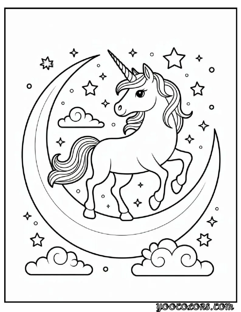 Unicorn Coloring Pages: Top 20 Creative Designs for All Ages 18 Unicorn Coloring Pages Unicorn on Moonlit Night pdf