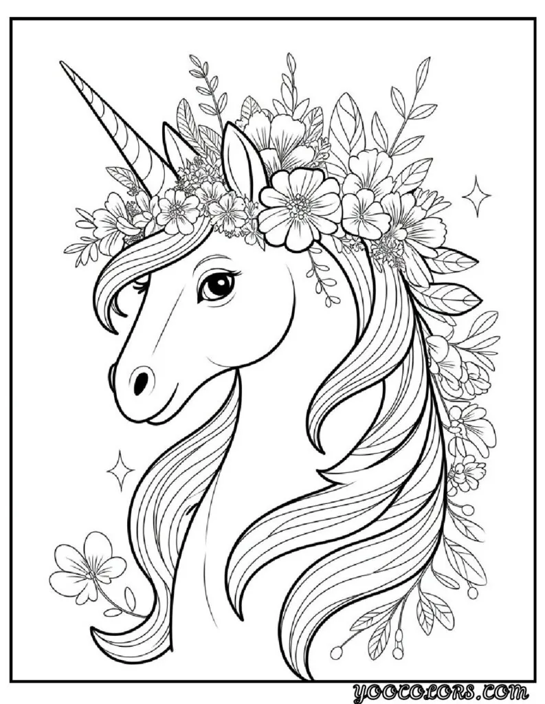 Unicorn Coloring Pages: Top 20 Creative Designs for All Ages 8 Unicorn Coloring Pages Unicorn with Floral Crown pdf