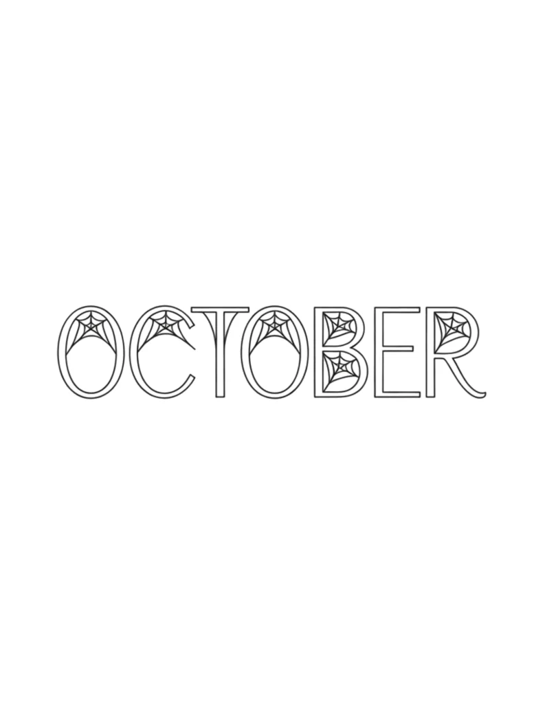Printable October Coloring Pages For Adults Featuring 12 Unique Designs 17 october text