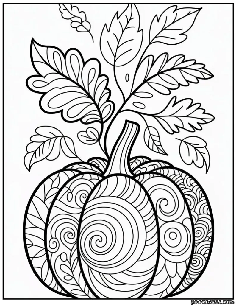 Autumn Coloring Pages for Adults: Relax, Unwind & Celebrate Fall 13 autumn coloring page sfor adults Intricate Maple Leaves zentangle pumpkin design 1 pdf