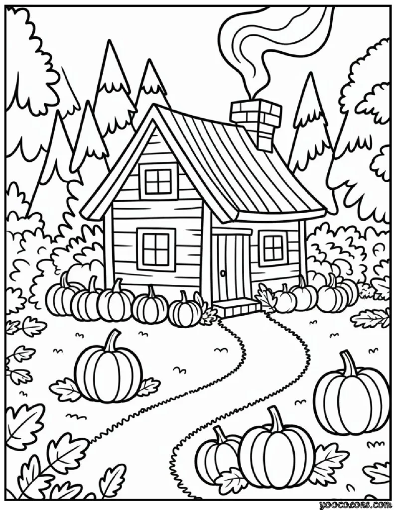 Autumn Coloring Pages for Adults: Relax, Unwind & Celebrate Fall 7 autumn coloring page sfor adults cozy ctagecore scene 1 pdf