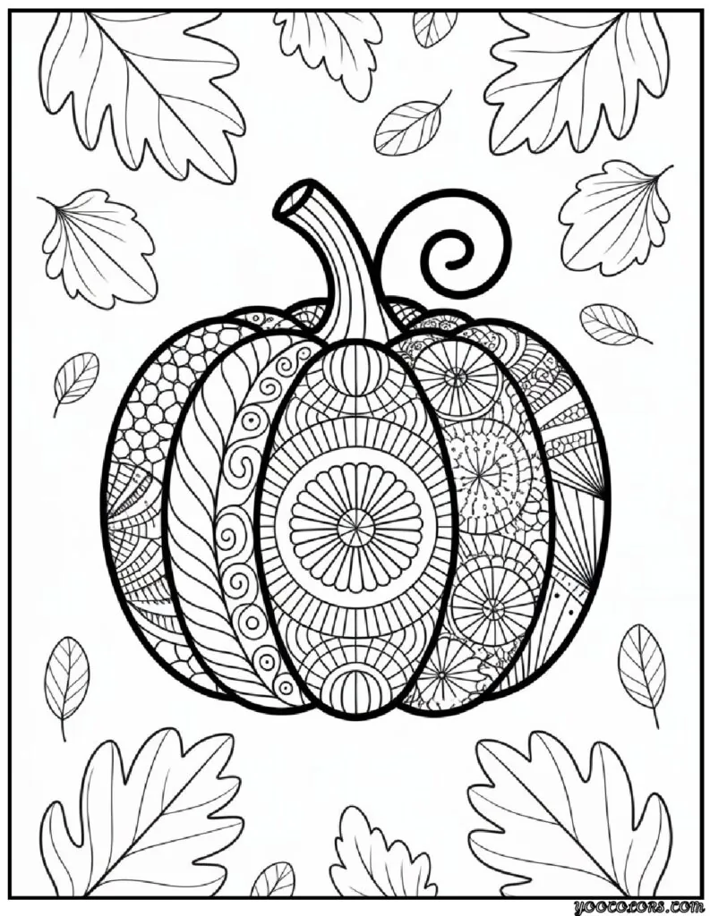 Autumn Coloring Pages for Adults: Relax, Unwind & Celebrate Fall 11 autumn coloring page sfor adults zentangle pumpkin design pdf