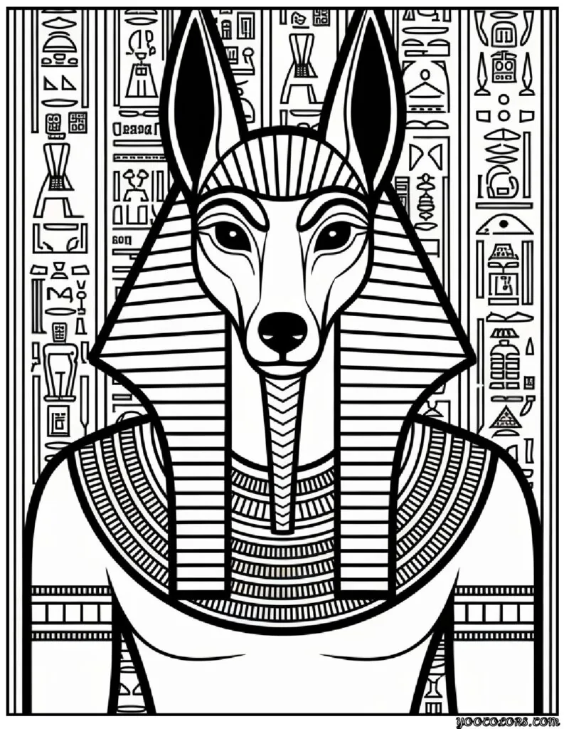Egyptian Coloring Pages, Free Printable Art & History 5 egyptian coloring pages Anubis God of Mummification.png pdf