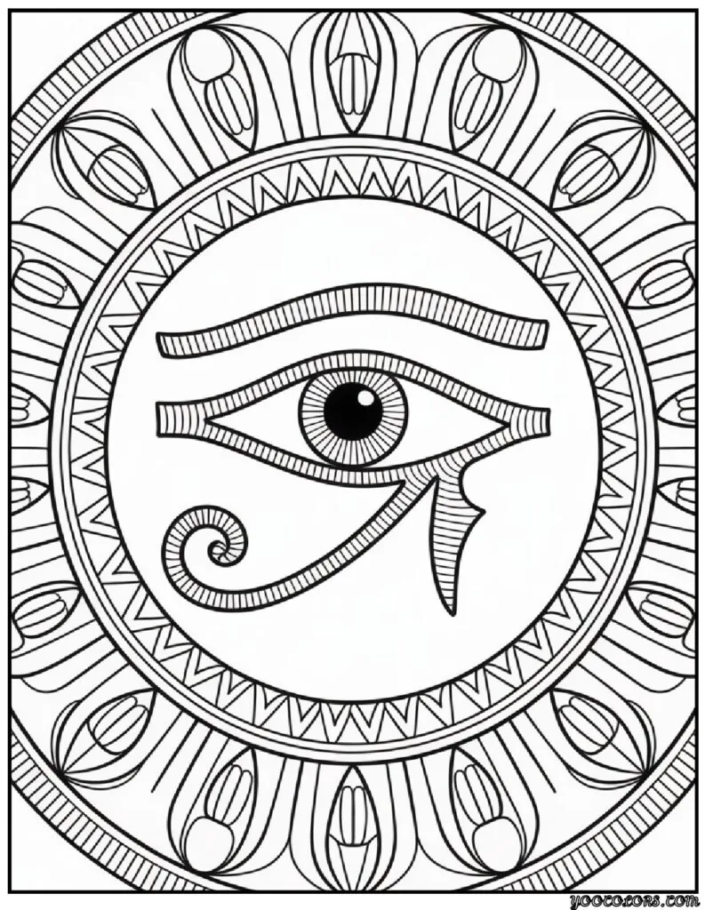 Egyptian Coloring Pages, Free Printable Art & History 7 egyptian coloring pages Eye of Horus Mandala.png pdf