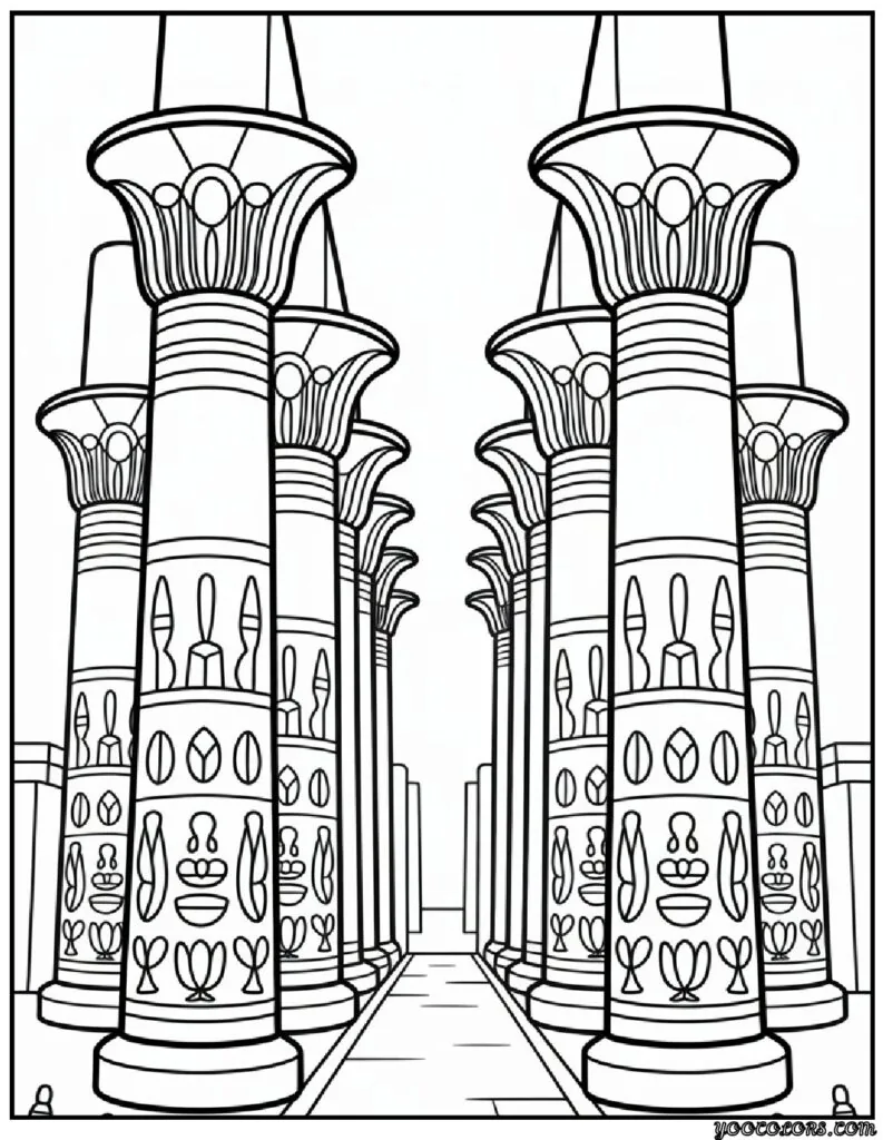 Egyptian Coloring Pages, Free Printable Art & History 6 egyptian coloring pages Luxor Temple Columns.png pdf