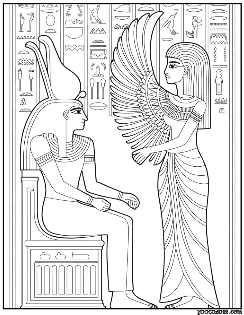 Egyptian Coloring Pages, Free Printable Art & History 8 egyptian coloring pages Osiris Isis pdf