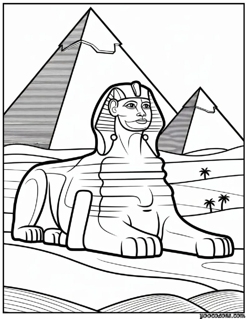 Egyptian Coloring Pages, Free Printable Art & History 9 egyptian coloring pages The Great Sphinx of Giza.png pdf