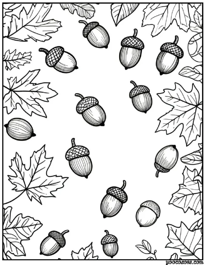 Fall Coloring Pages for Adults 19 Creative Designs to Inspire Relaxation 7 fall coloring pages for adults Acorns scattered among fallen leaves pdf