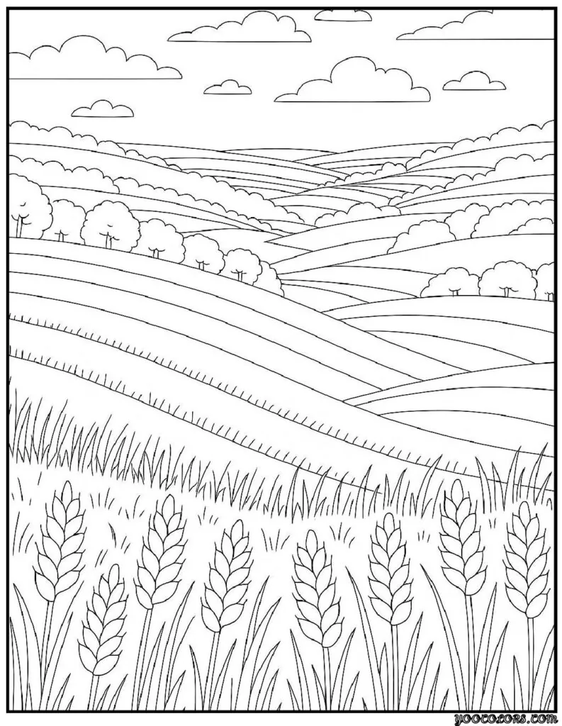 Fall Coloring Pages for Adults 19 Creative Designs to Inspire Relaxation 18 fall coloring pages for adults Sweeping scenes of wheat fields pdf