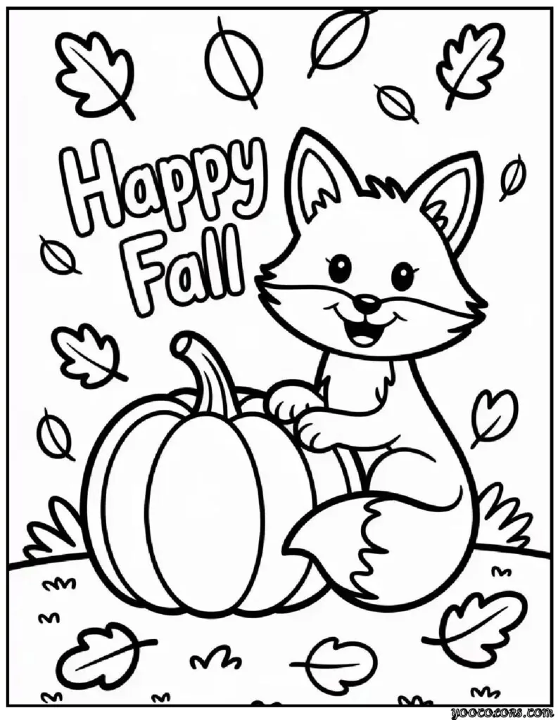 34 Fall Coloring Pages for Kids: Fun, Free & Creative Autumn Printables 36 fall coloring pages for kids fox with pumpkin pdf