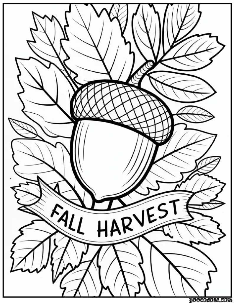 Fall Leaves Coloring Pages 3 fall leaves coloring pages Acorn with leaves in line art.png pdf