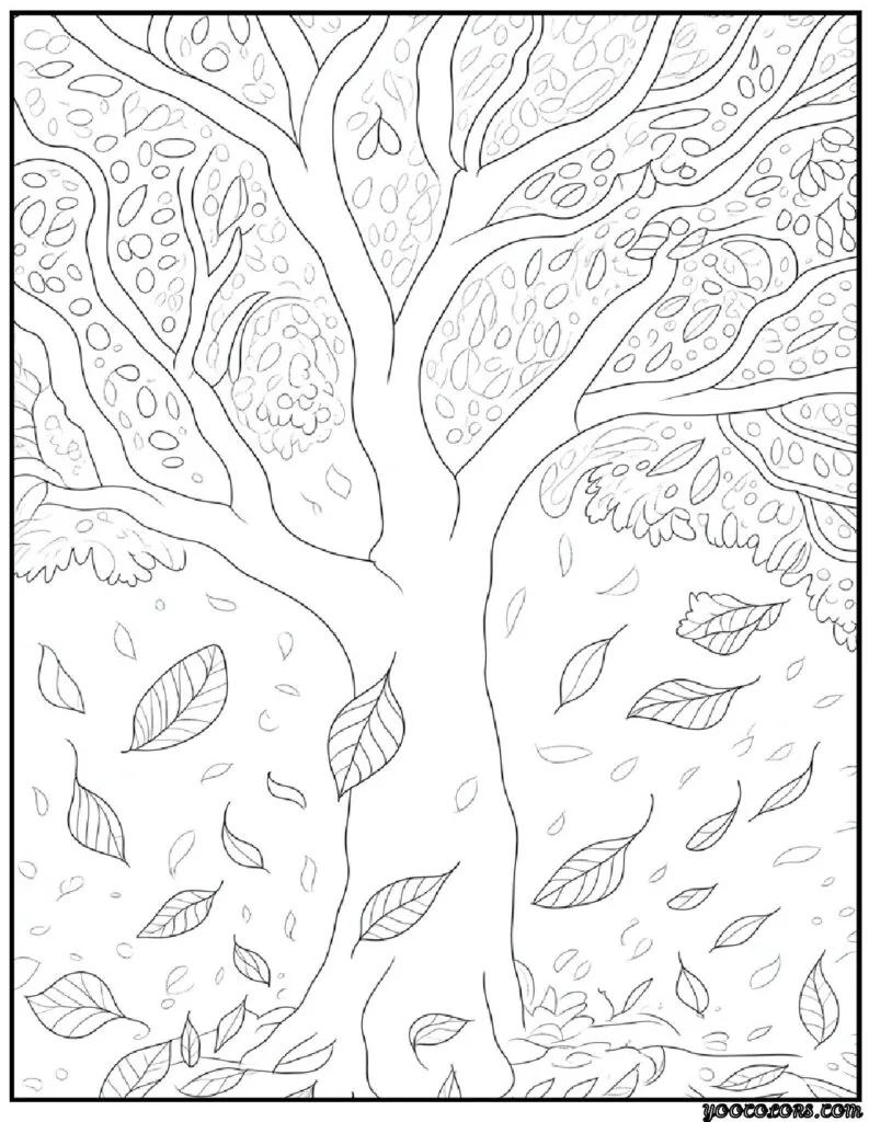 Fall Leaves Coloring Pages 11 fall leaves coloring pages Tree with falling leaves.png pdf