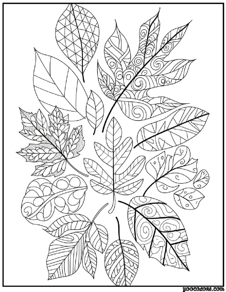 Fall Leaves Coloring Pages 18 fall leaves coloring pages Zentangle inspired autumn leaves 4 pdf