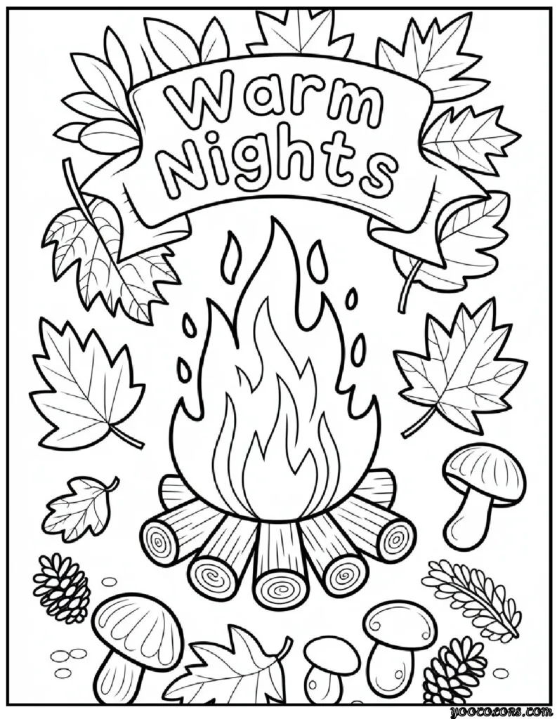 Fall Leaves Coloring Pages 9 fall leaves coloring pages leaves aroung campfire.png pdf