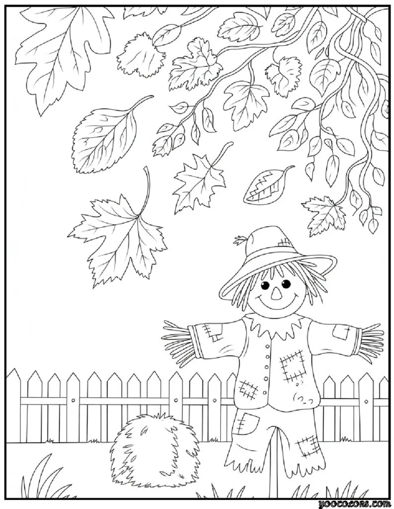 Fall Leaves Coloring Pages 29 fall leaves coloring pages leaves from scarecrow background 3 pdf