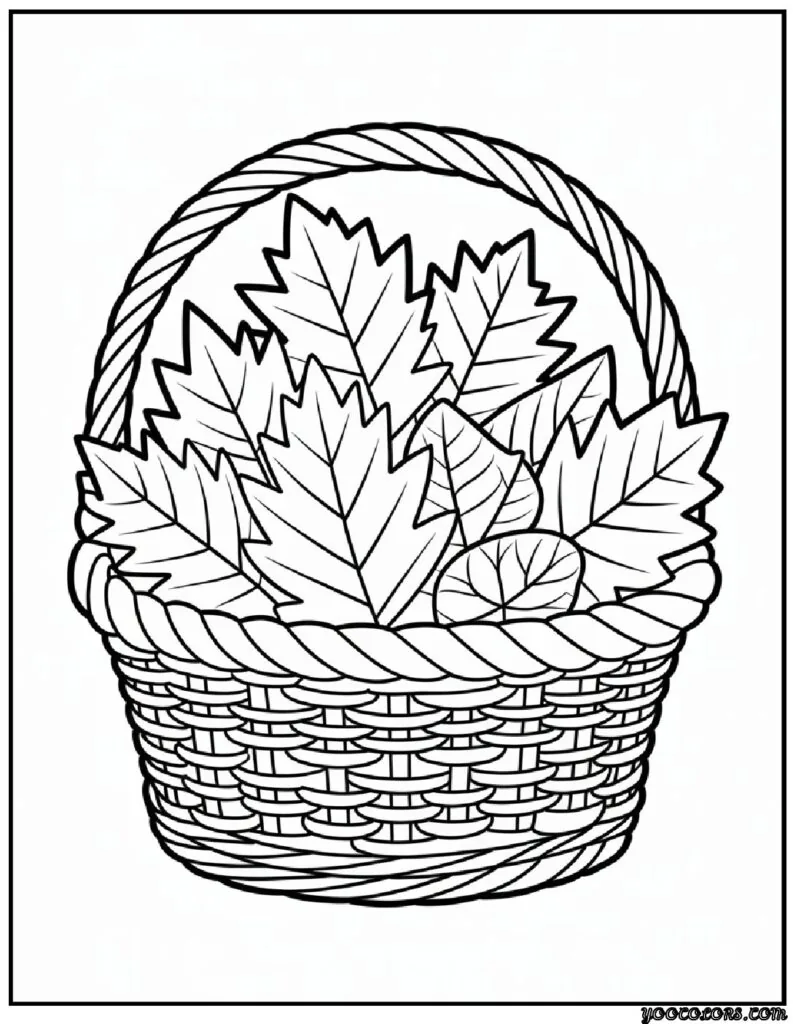 Fall Leaves Coloring Pages 21 fall leaves coloring pages thanksgiving basket filled with fall leaves.png pdf