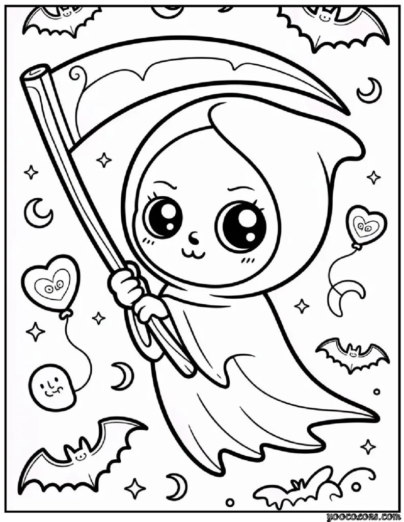 Grim Reaper Coloring Pages: Free, Scary, and Creative Printables 7 grim reaper coloring pasges Cute kawaii Grim Reaper 1 1 pdf