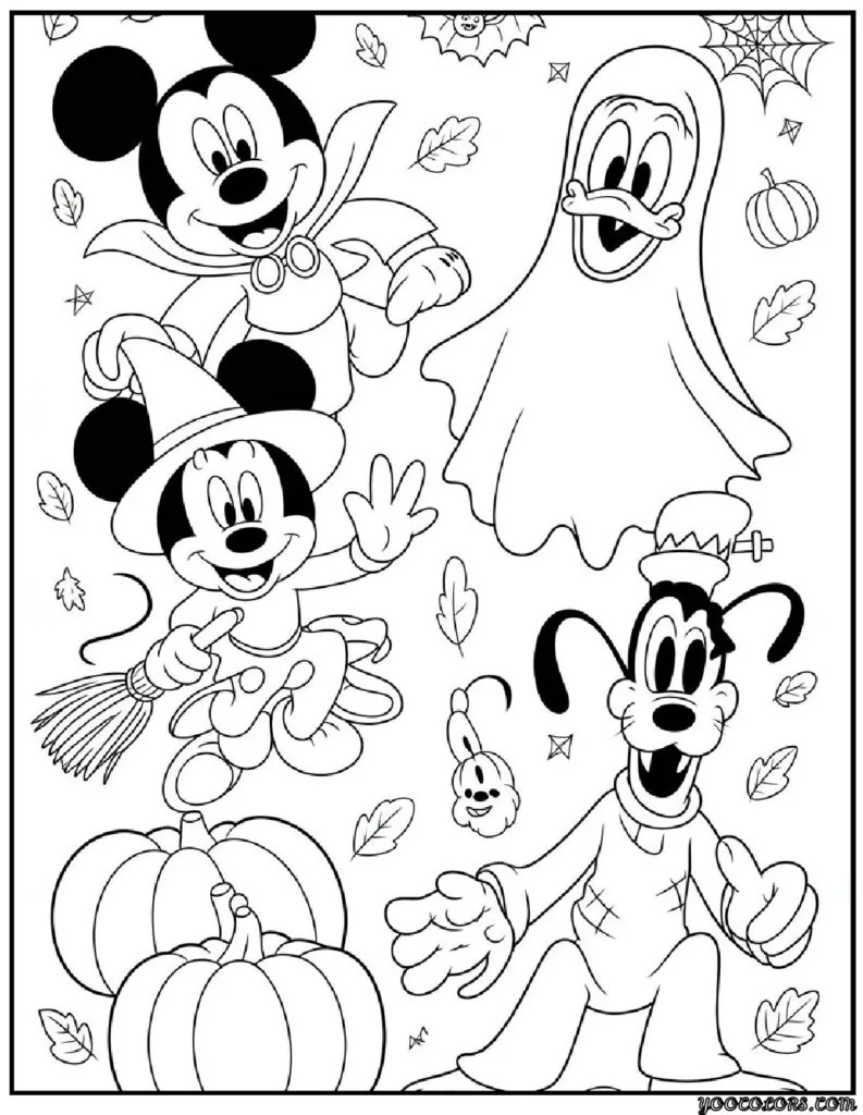 Halloween Coloring Pages Disney Featuring 20 Fun and Spooky Characters 20 halloween coloring pages disney Classic Disney Characters in Costumes pdf