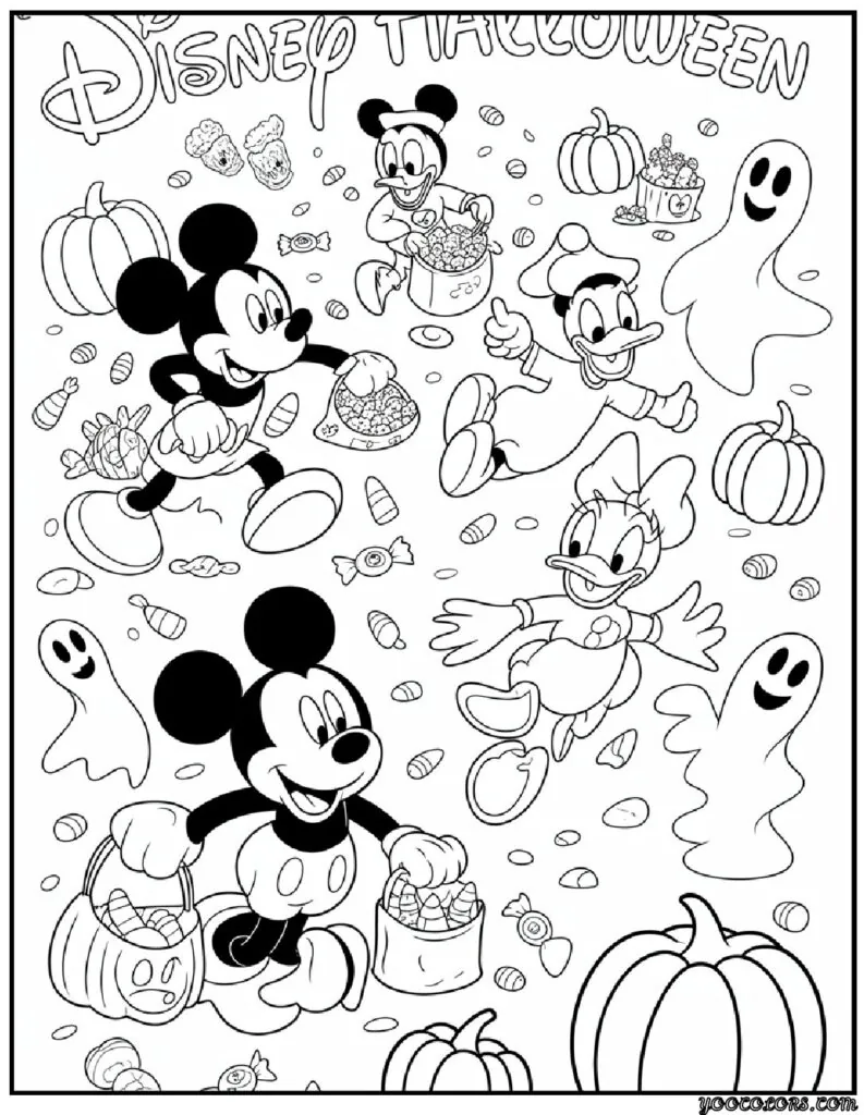 Halloween Coloring Pages Disney Featuring 20 Fun and Spooky Characters 18 halloween coloring pages disney Disney Halloween Candy Hunt pdf