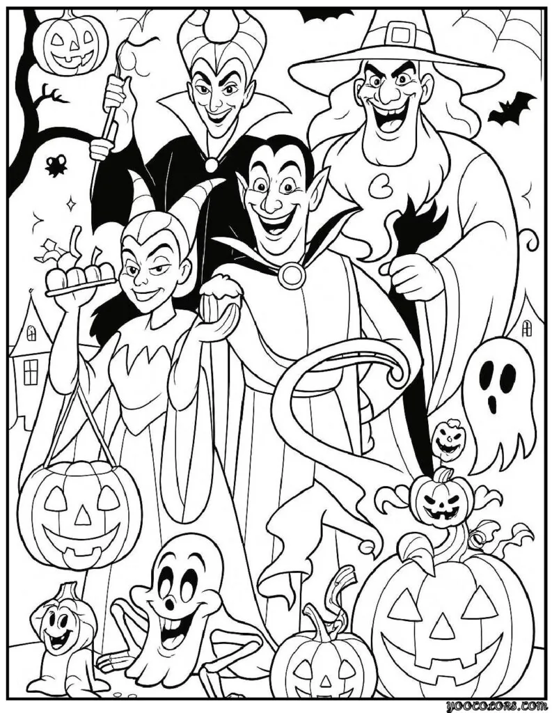 Halloween Coloring Pages Disney Featuring 20 Fun and Spooky Characters 14 halloween coloring pages disney Disney Villains Dressed for Halloween 1 pdf