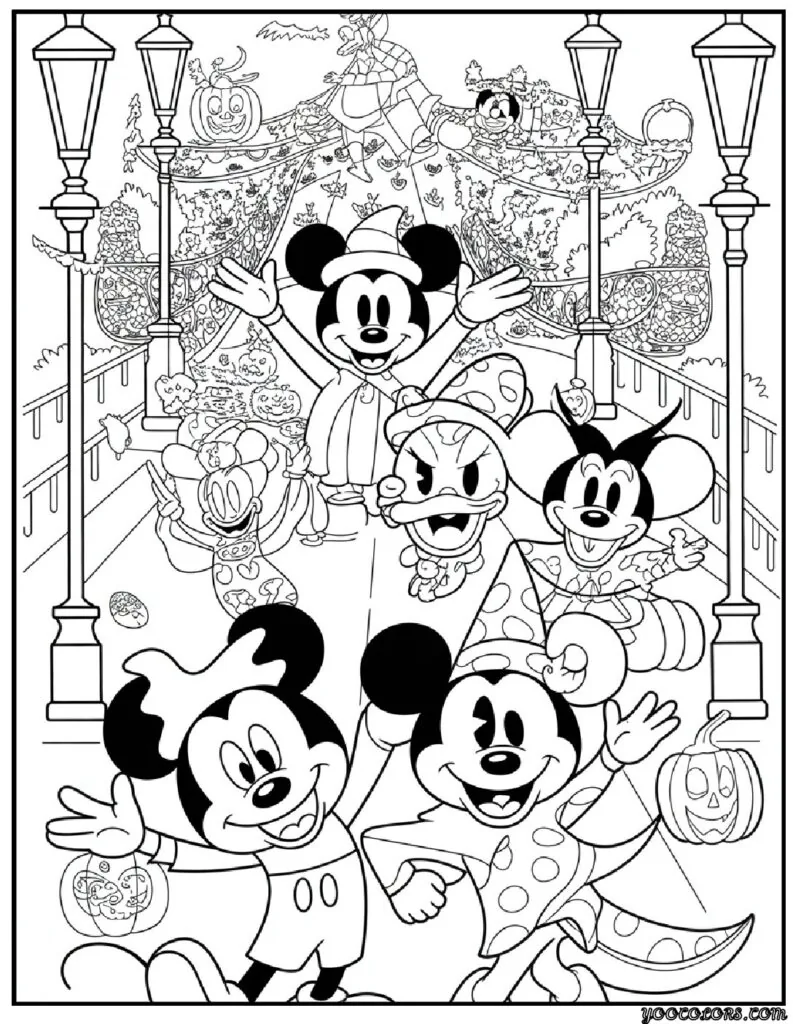 Halloween Coloring Pages Disney Featuring 20 Fun and Spooky Characters 16 halloween coloring pages disney Mickey and Friends Halloween Parade pdf