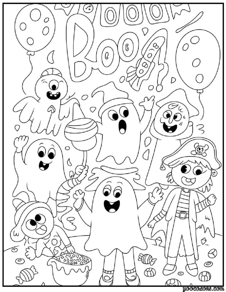 Halloween Coloring Pages Ghost: Free Printables for Kids & Adults 10 halloween coloring pages ghost Cute Spooky Ghost Party pdf