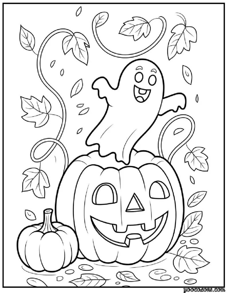 Halloween Coloring Pages Ghost: Free Printables for Kids & Adults 9 halloween coloring pages ghost Pumpkin Patch Ghost pdf 1