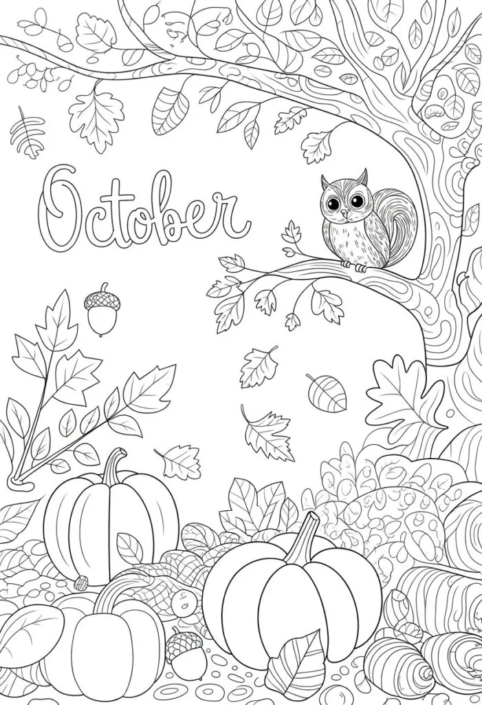Printable October Coloring Pages For Adults Featuring 12 Unique Designs 2 october coloring pages