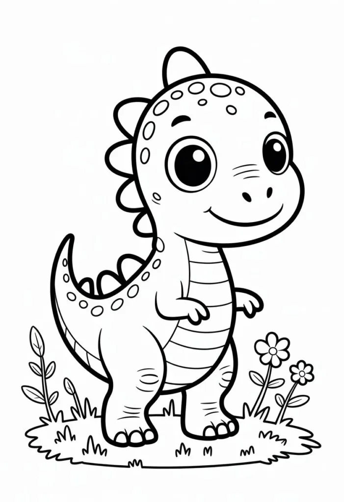 Cute Dinosaur Coloring Pages for Kids: 20 Fun and Easy Designs 2 cute dinosaur coloring pages