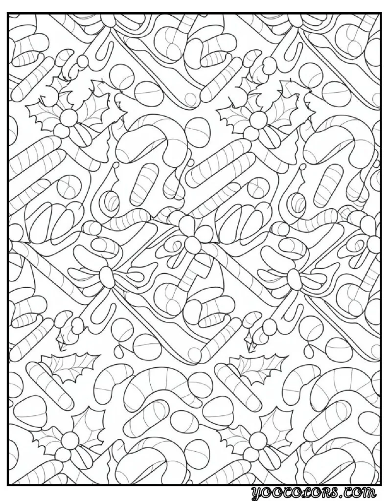 Merry Christmas Coloring Pages for Kids and Adults: 18 Fun Designs to Download 11 merry christmas cloring pages Candy Cane Pattern pdf