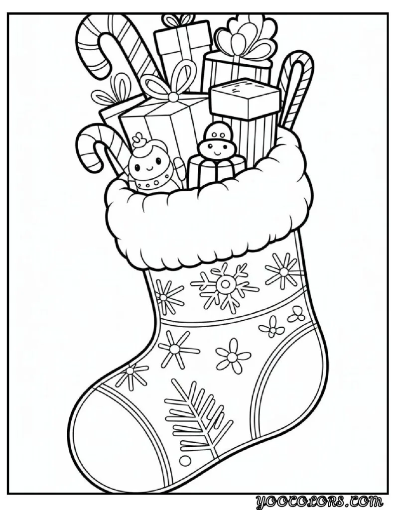 Merry Christmas Coloring Pages for Kids and Adults: 18 Fun Designs to Download 22 merry christmas cloring pages Christmas Stocking Filled with Gifts 1 pdf