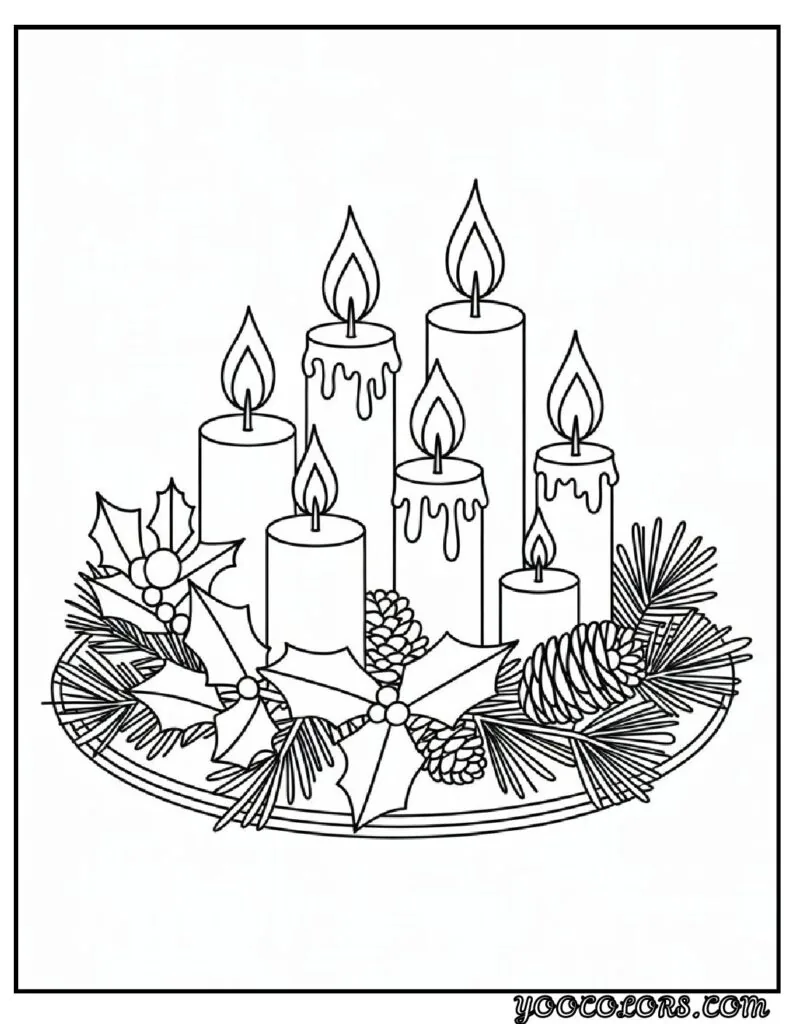 Merry Christmas Coloring Pages for Kids and Adults: 18 Fun Designs to Download 21 merry christmas cloring pages Holiday Candle Display pdf