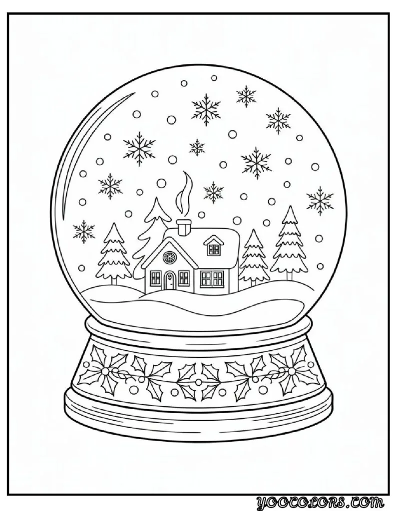 Merry Christmas Coloring Pages for Kids and Adults: 18 Fun Designs to Download 15 merry christmas cloring pages Holiday Snow Globe pdf