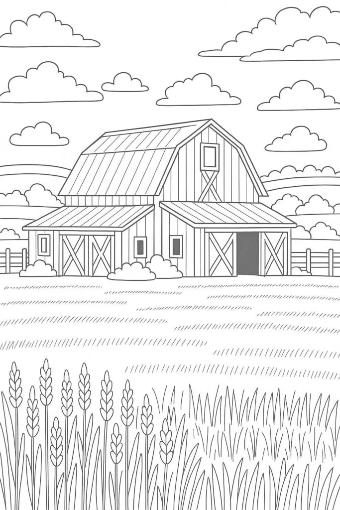 Fall Coloring Pages for Adults 19 Creative Designs to Inspire Relaxation 29 Rustic barns surrounded by golden fields