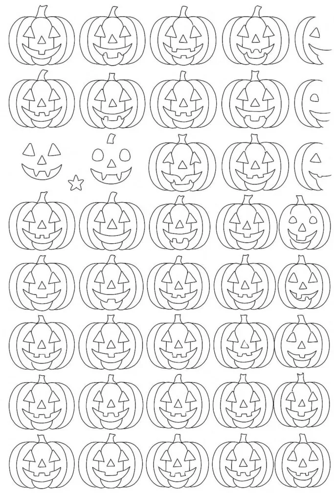Fall Coloring Pages Free Printables: 20 Best Designs for All Ages 21 Jack-o'-lantern faces collection
