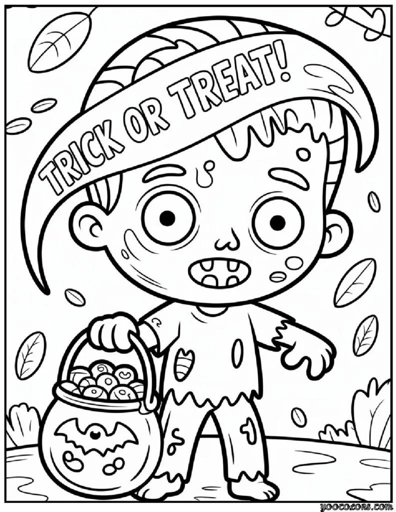 Zombie Coloring Pages: Scary, Cute, and Creative Free Printables 12 zombie coloring pages Chibi zombie with oversized head pdf