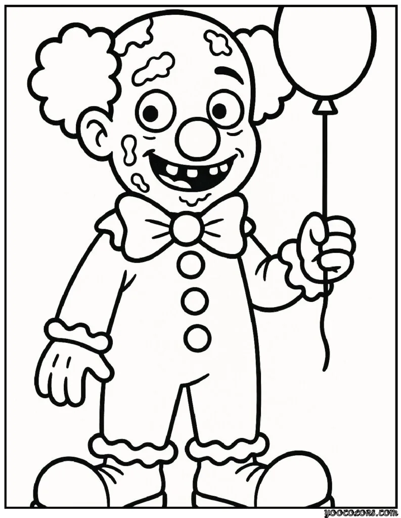 Zombie Coloring Pages: Scary, Cute, and Creative Free Printables 17 zombie coloring pages clown zombie with big shoes pdf