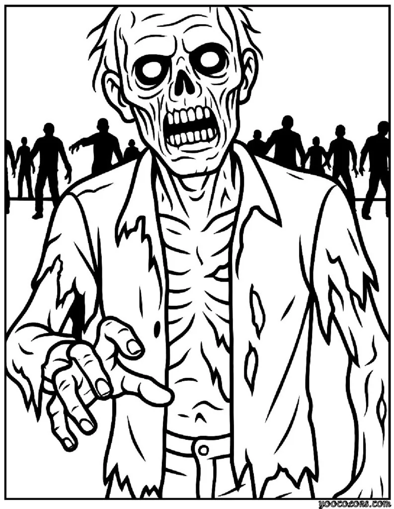 Zombie Coloring Pages: Scary, Cute, and Creative Free Printables 10 zombie coloring pages zombie horde sillhouetteg pdf